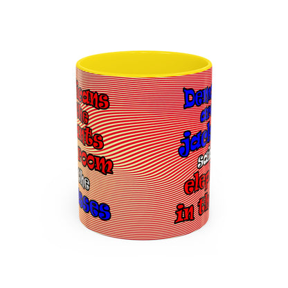 donkeys and elephants - Accent Mug (yellow-orange wave)