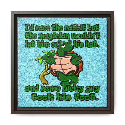 turtle race - framed canvas art (faded blue)