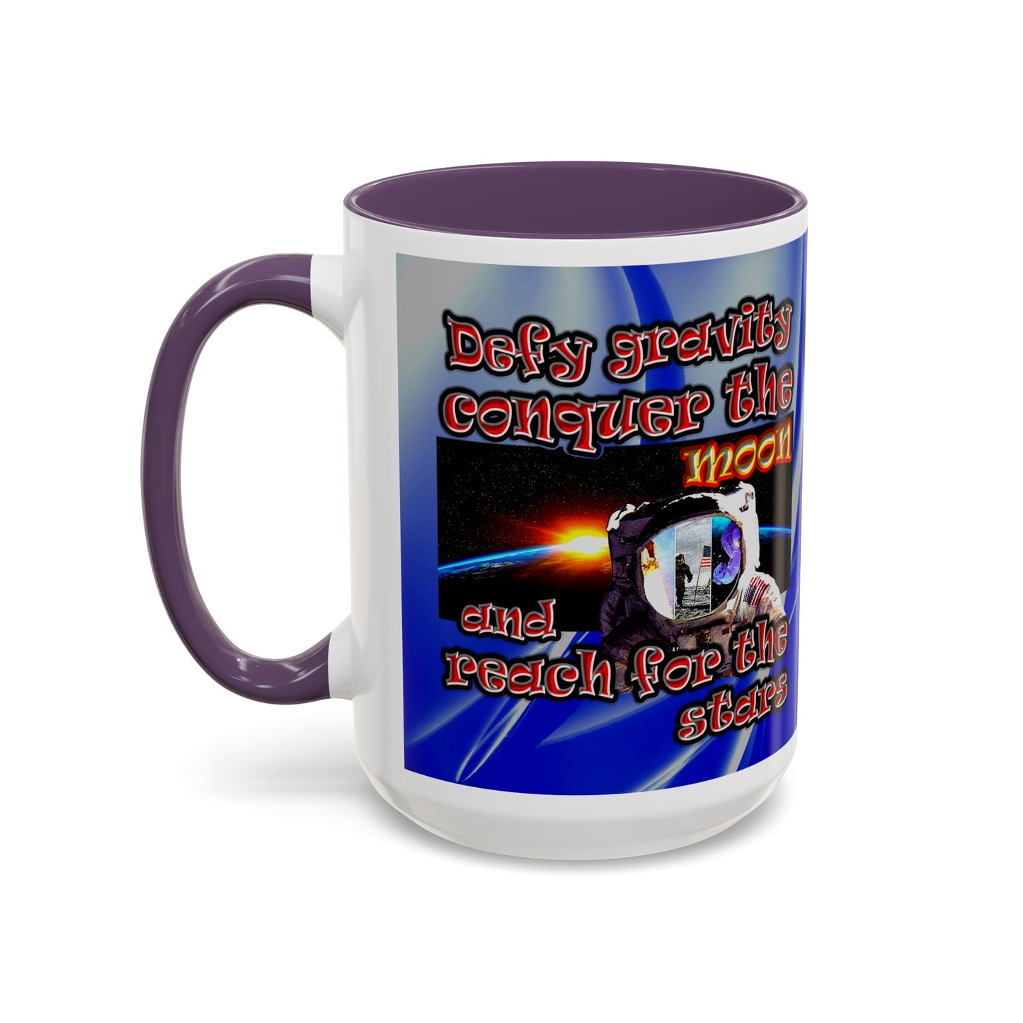 defy conquer reach - Accent Mug (blue-white wave)