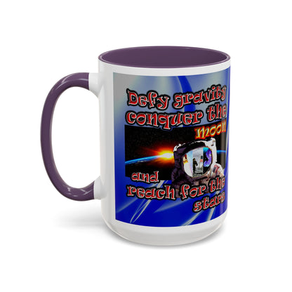 defy conquer reach - Accent Mug (blue-white wave)