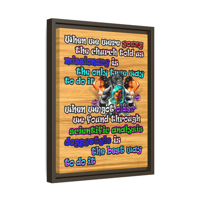 doggystyle - framed canvas art (butterscotch wood finish)