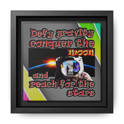 defy conquer reach - framed canvas art (rainbow split)
