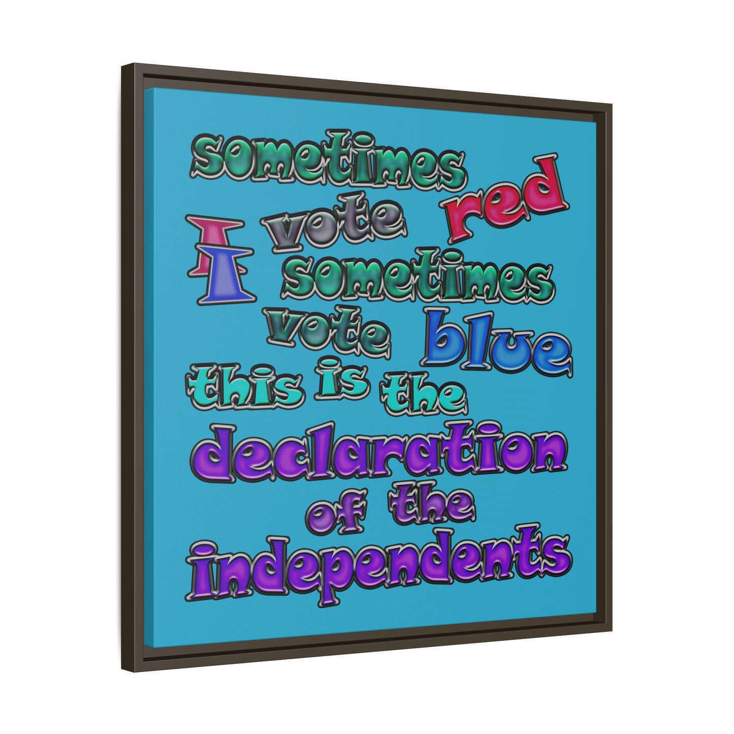 declaration of the independents - framed canvas art (turquoise)
