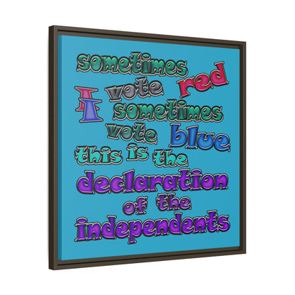 declaration of the independents - framed canvas art (turquoise)
