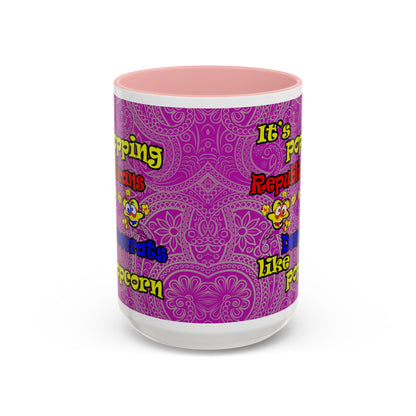 popping like popcorn - Accent Mug (pink swirl)
