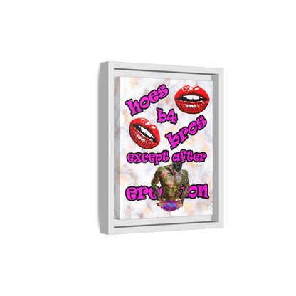 hoes b4 bros - framed canvas art (white marble)