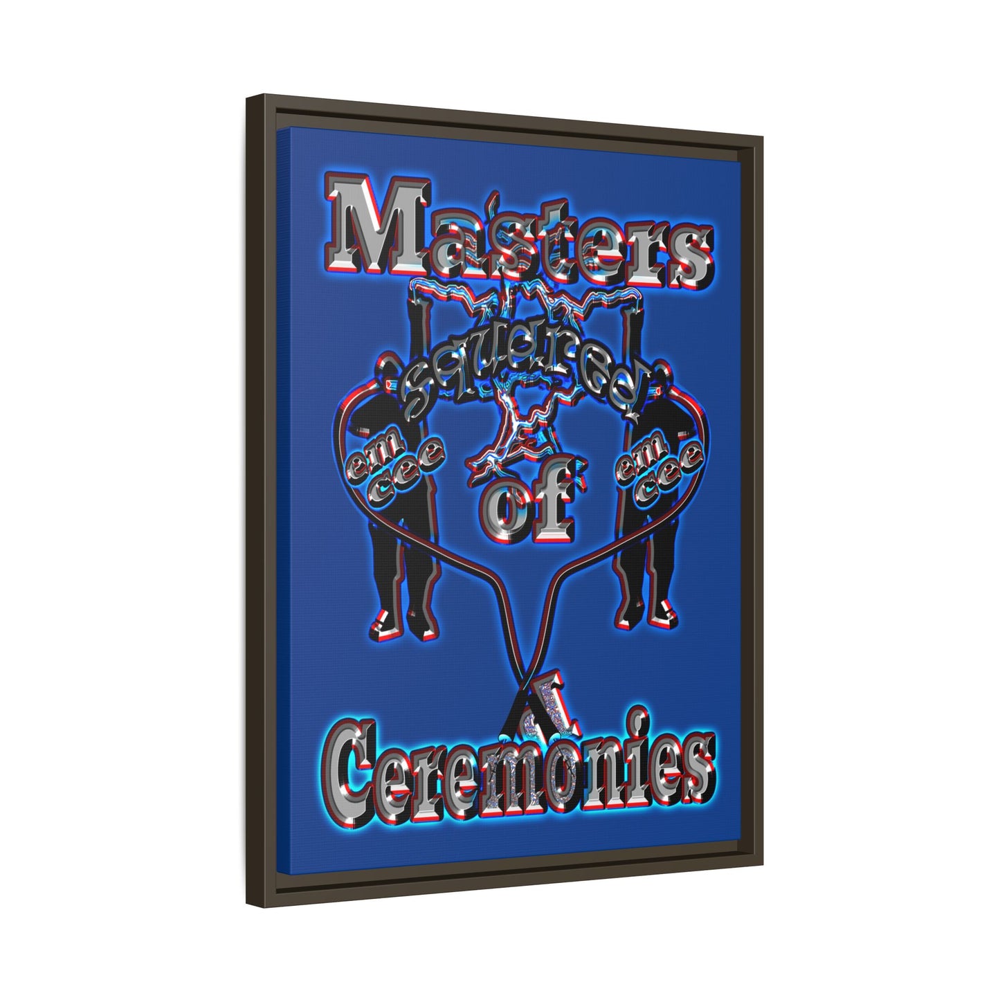 em cee squared - framed canvas art (dark blue)