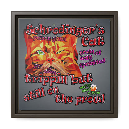 schrodinger's cat - framed canvas art (grey-light grey)