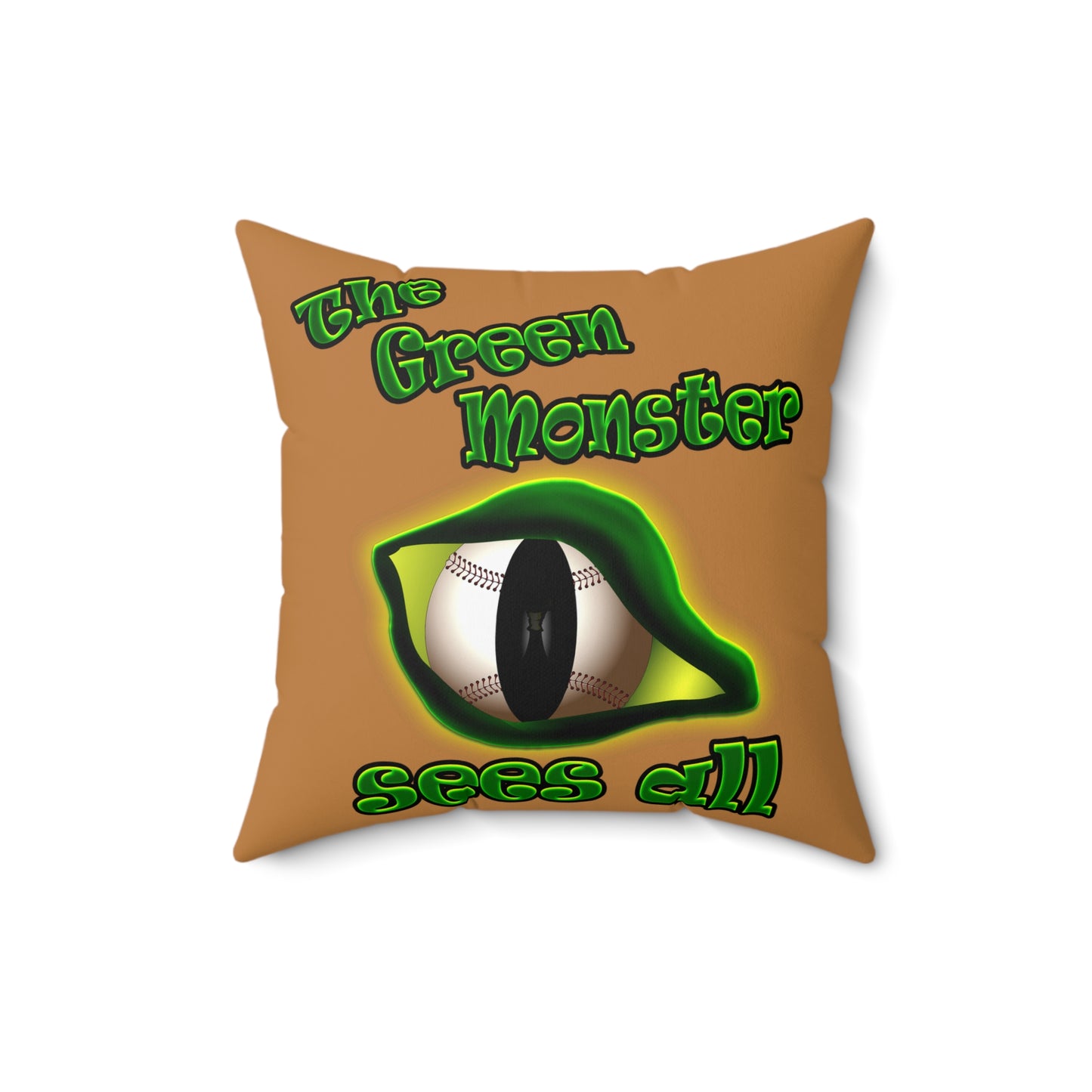 green monster - Spun Polyester Square Pillow - (light brown)