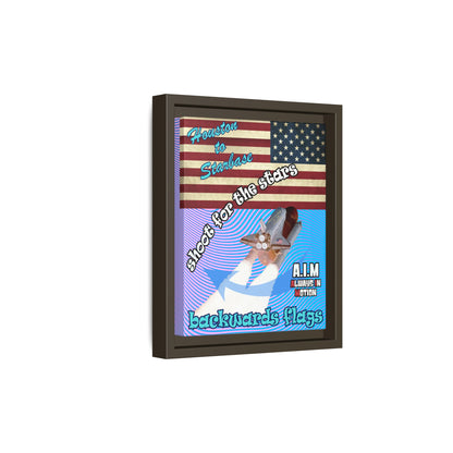shoot for the stars - framed canvas art (light blue-purple wave)