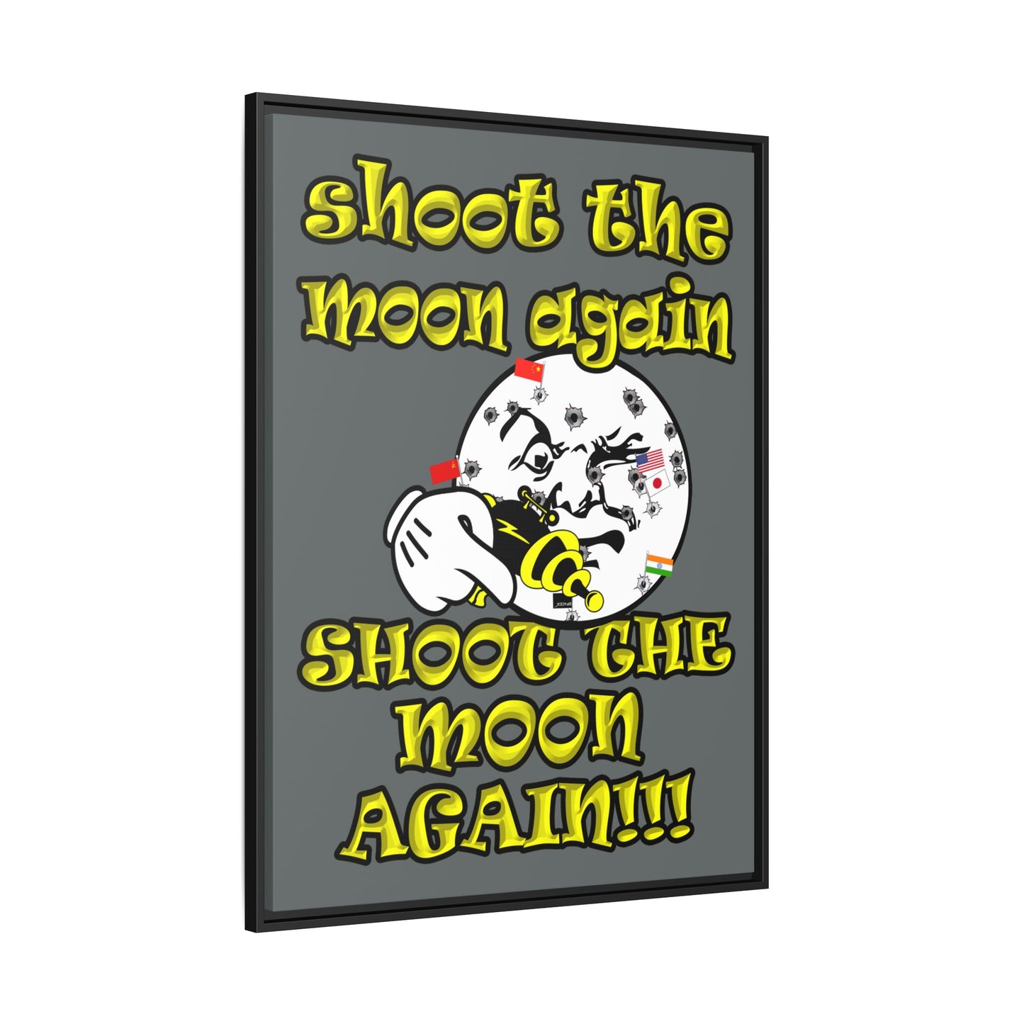 shoot the moon again - framed canvas art (dark grey)