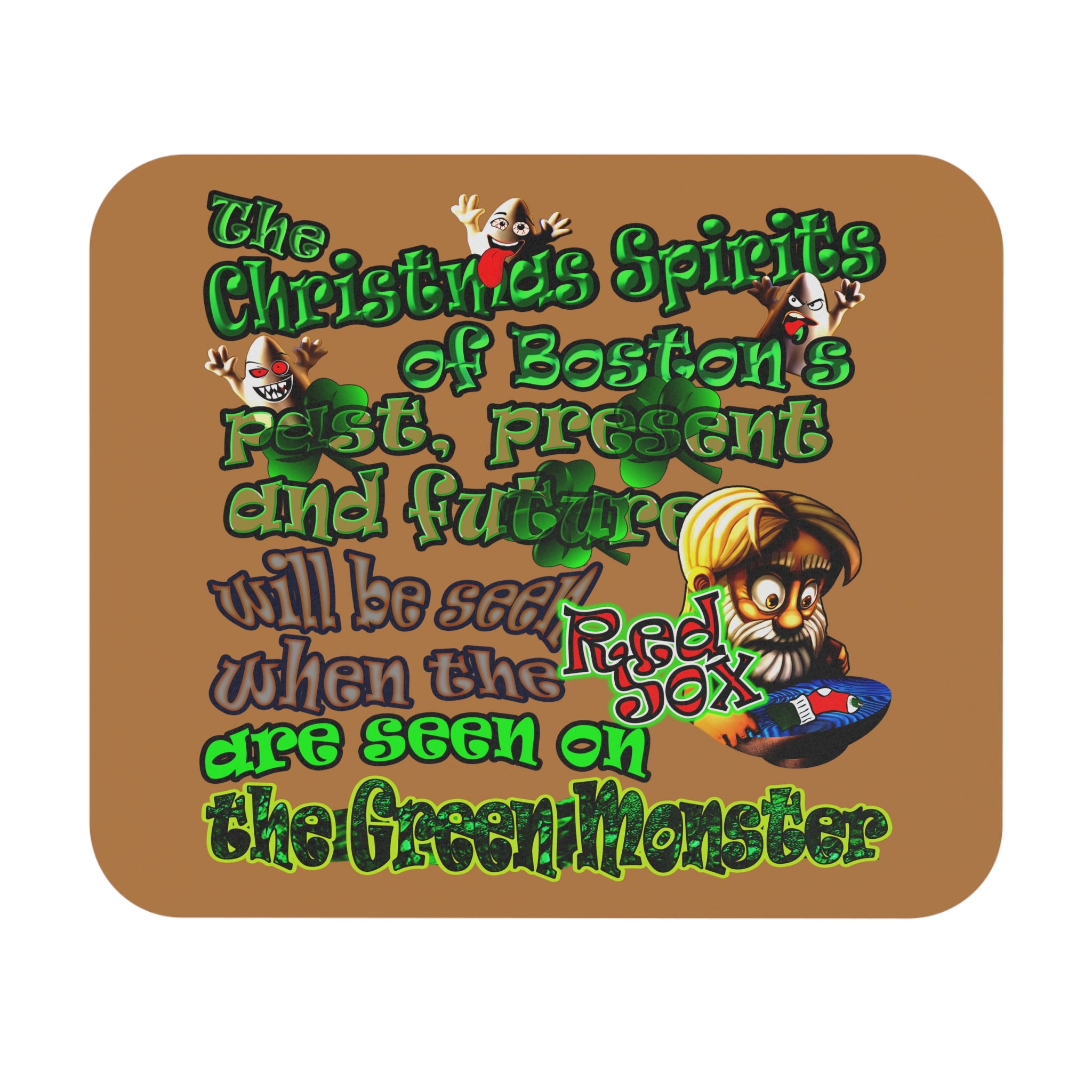 christmas spirits of boston - Mouse Pad (Rectangle) (light brown)