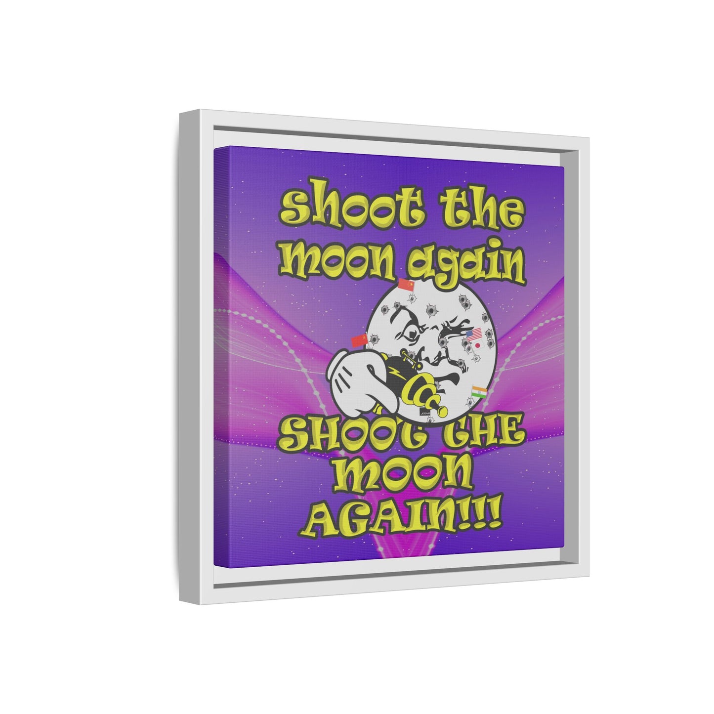 shoot the moon again - framed canvas art (purple-pink wave)