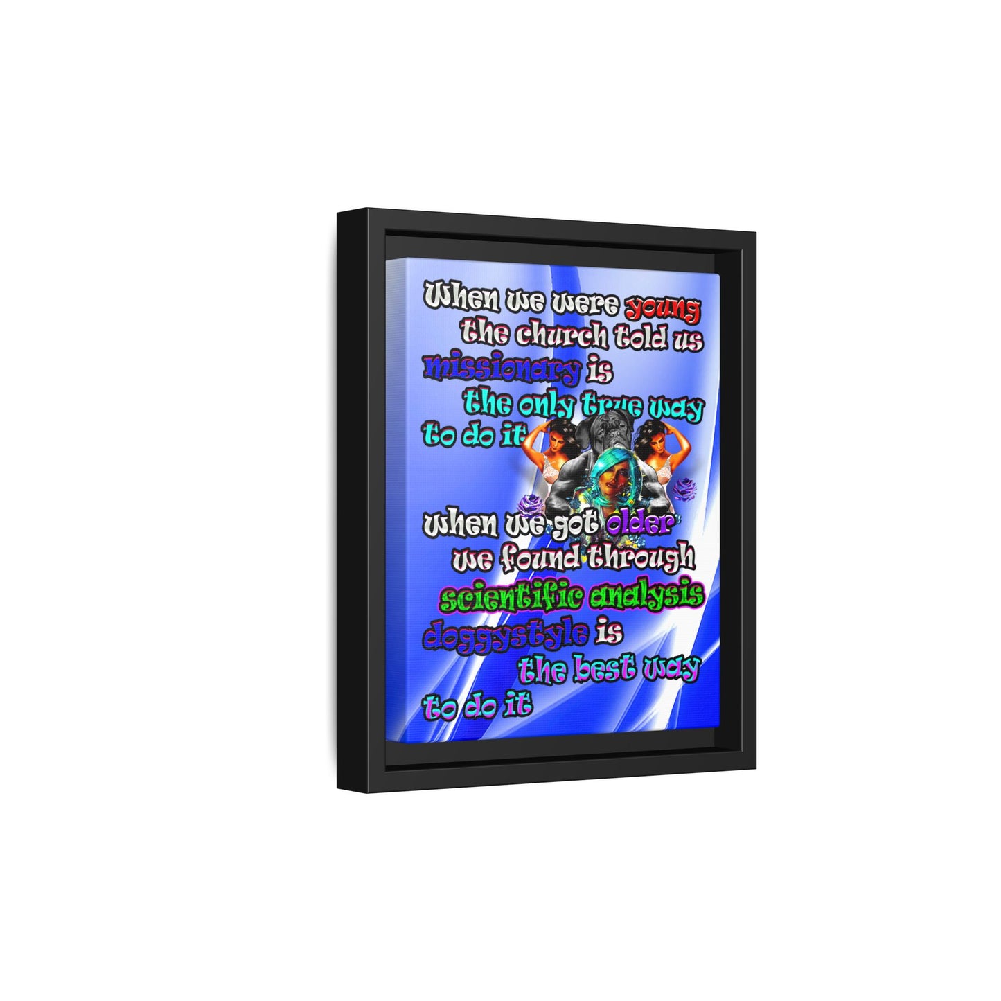 doggystyle - framed canvas art (blue-white wave)