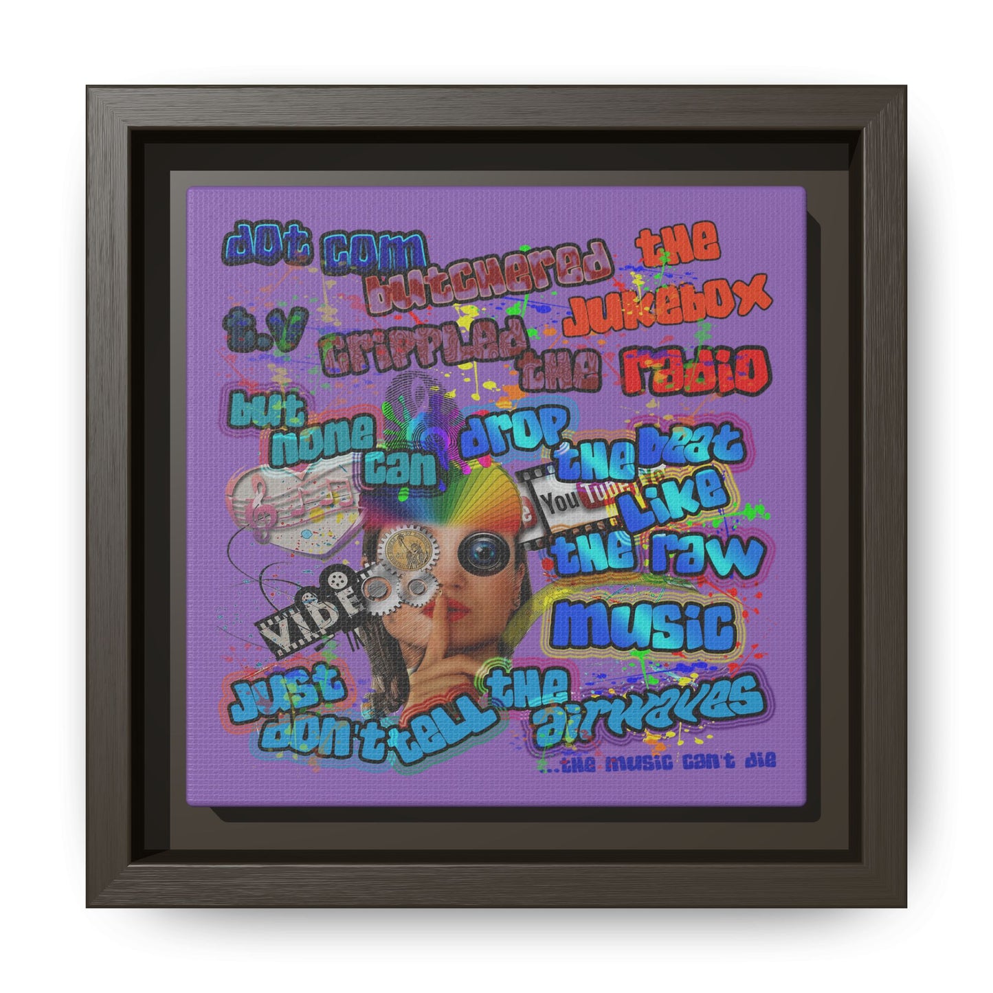 drop the beat - framed canvas art (light purple)