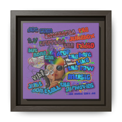 drop the beat - framed canvas art (light purple)