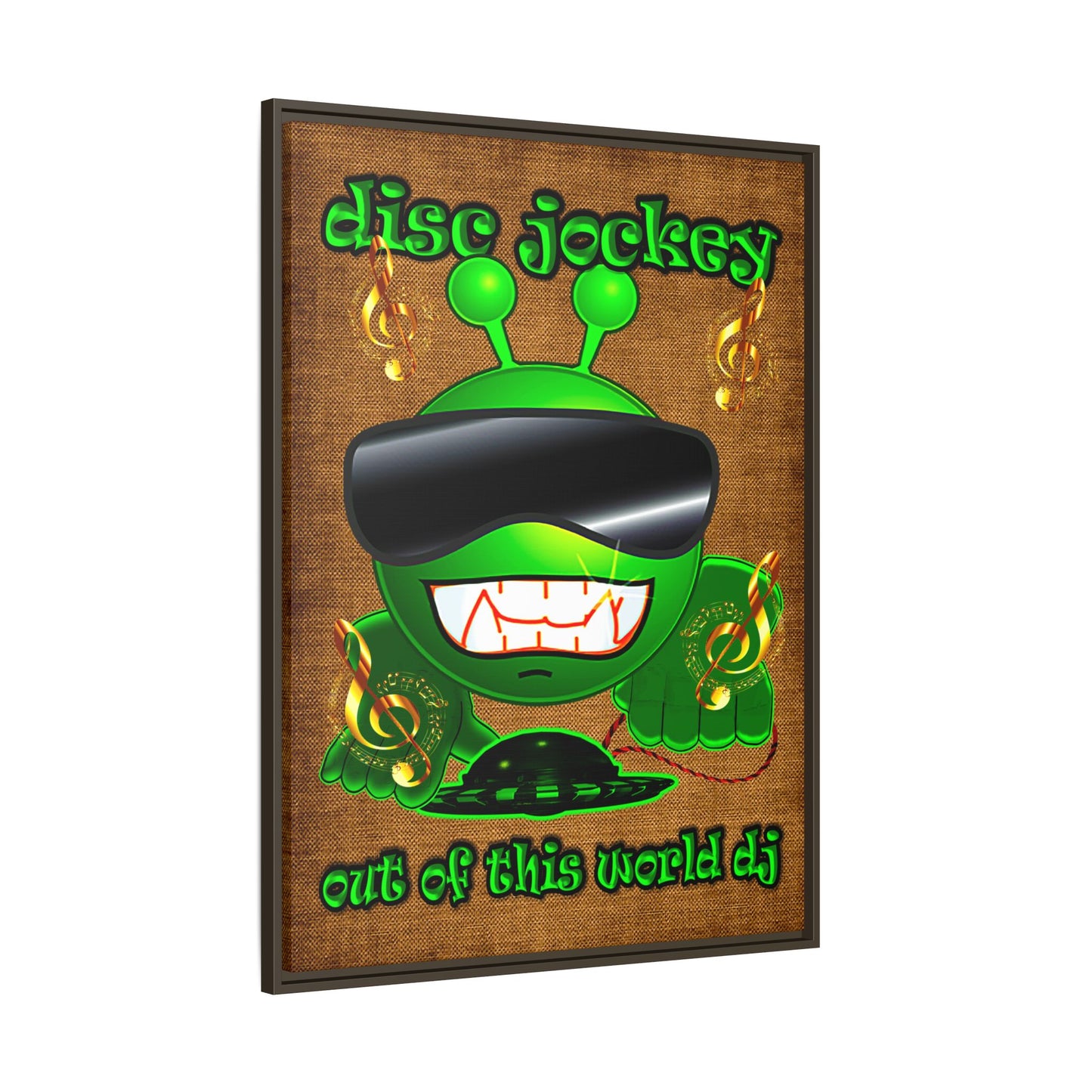 disc jockey - framed canvas art (brown papyrus)