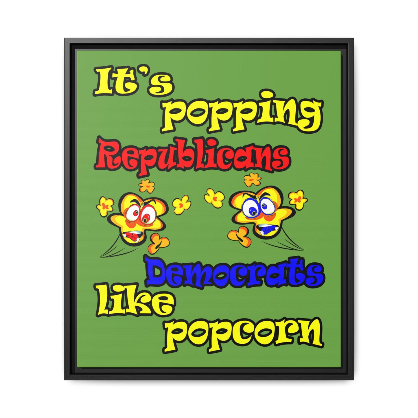 popping like popcorn - framed canvas art (green)