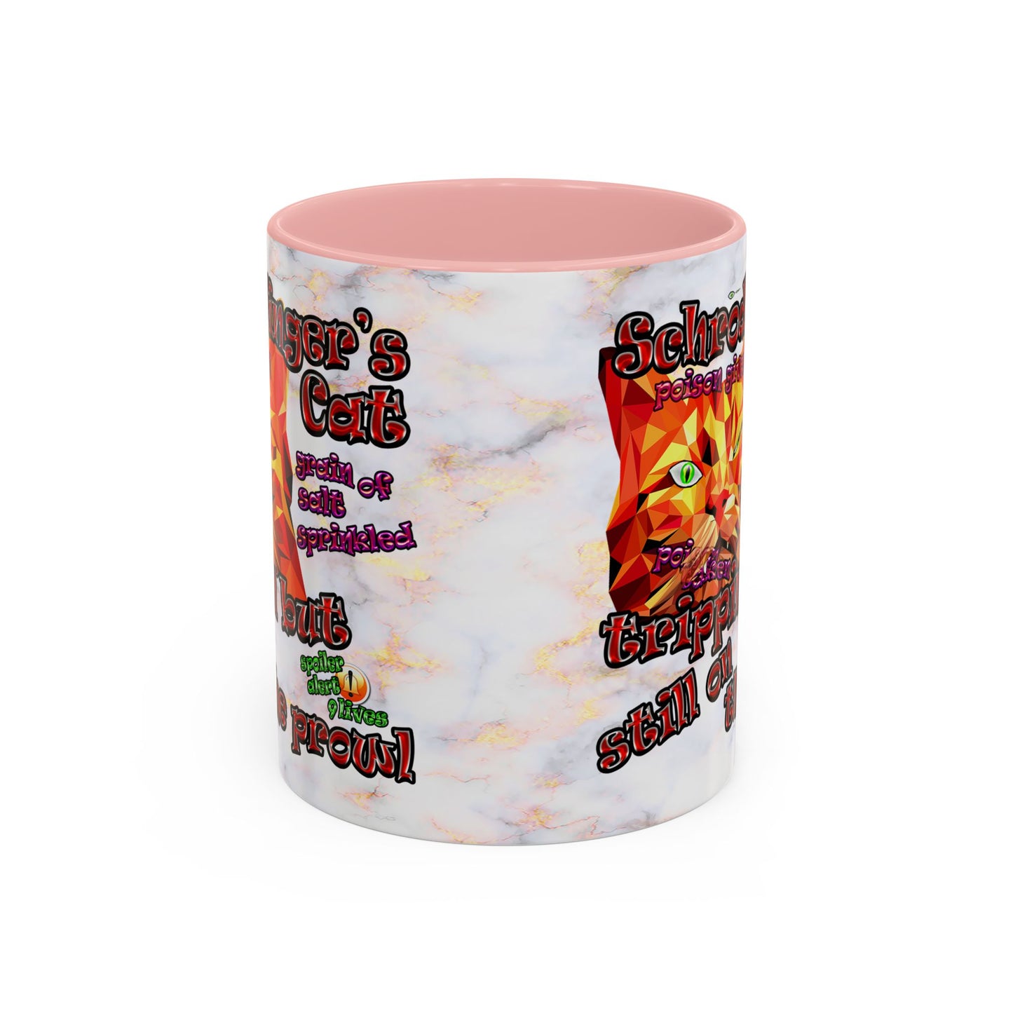schrodinger's cat - Accent Mug (white marble)