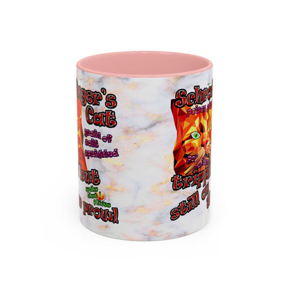 schrodinger's cat - Accent Mug (white marble)