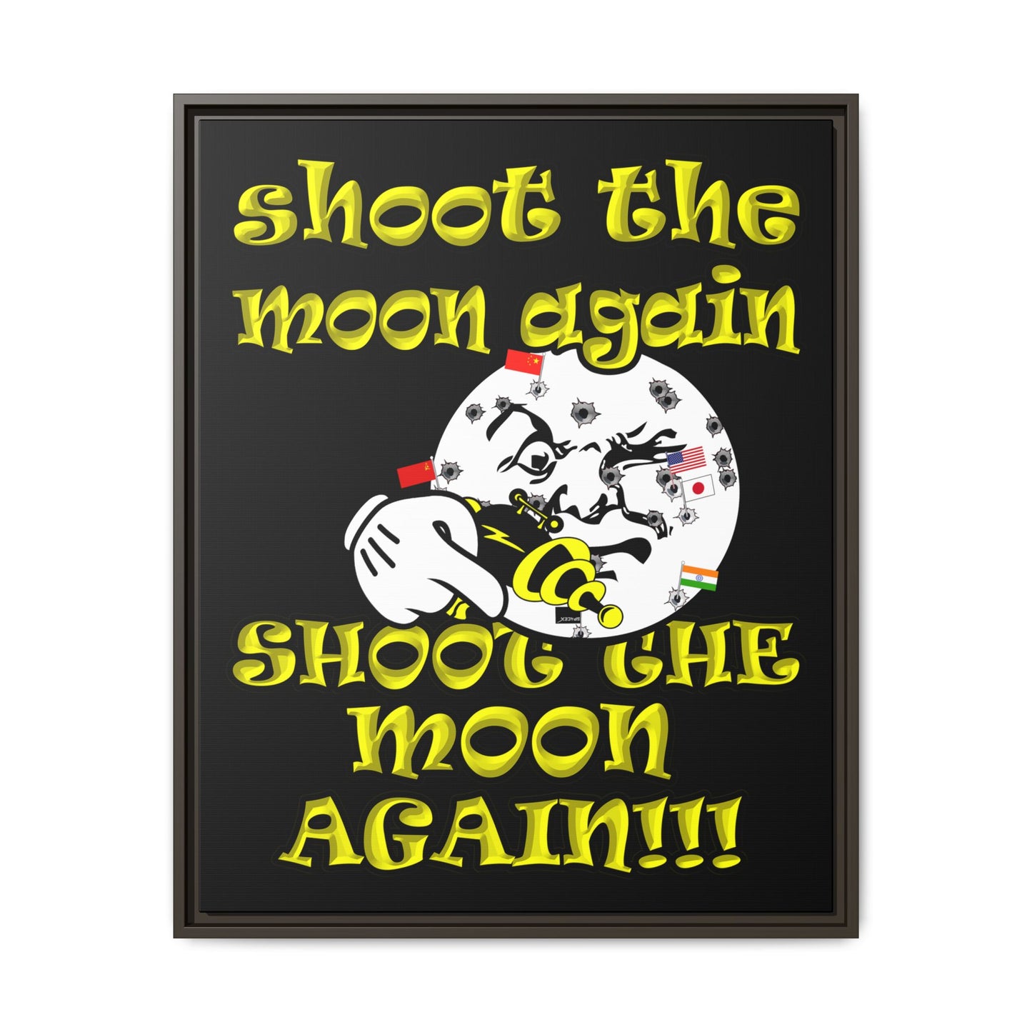 shoot the moon again - framed canvas art (black)