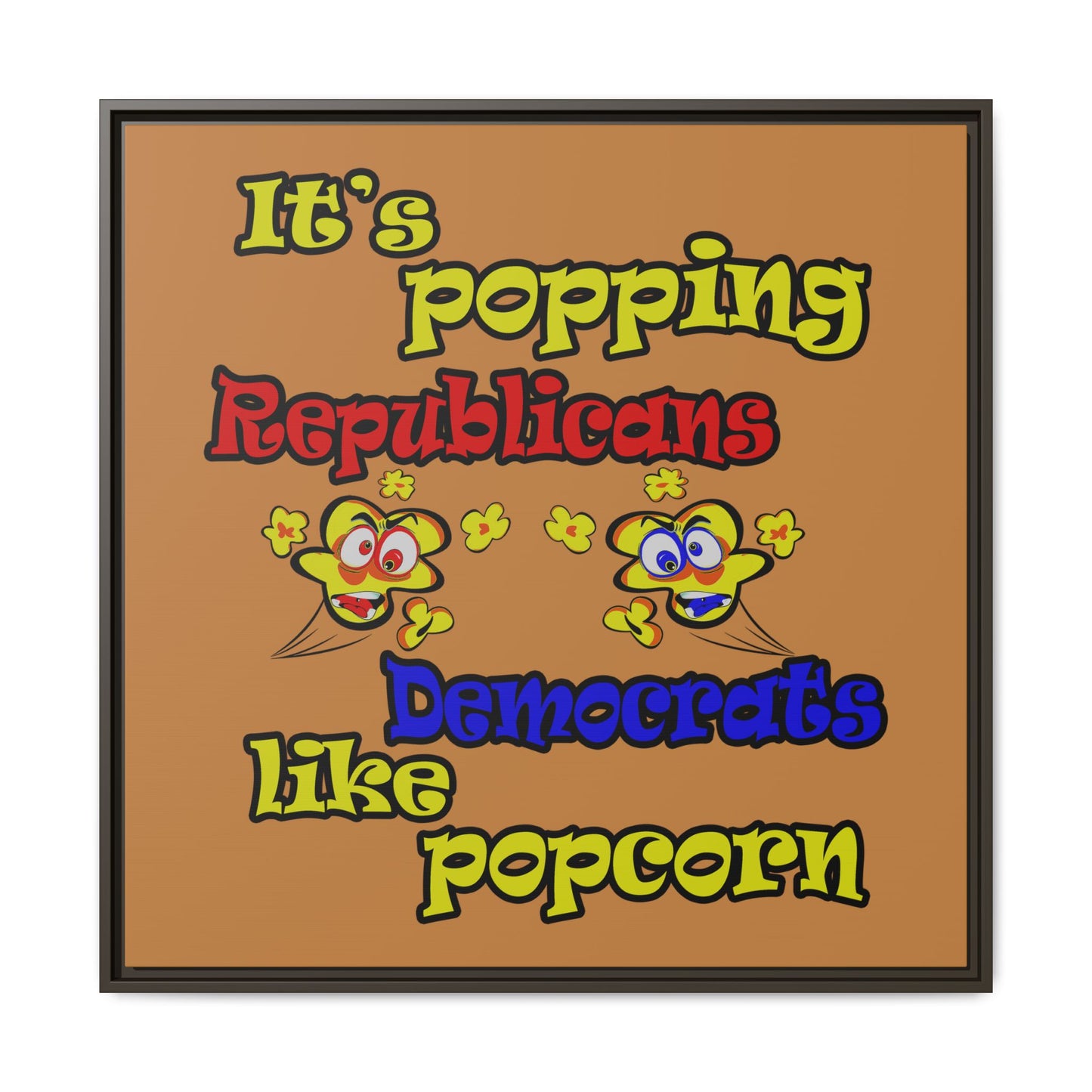 popping like popcorn - framed canvas art (light brown)