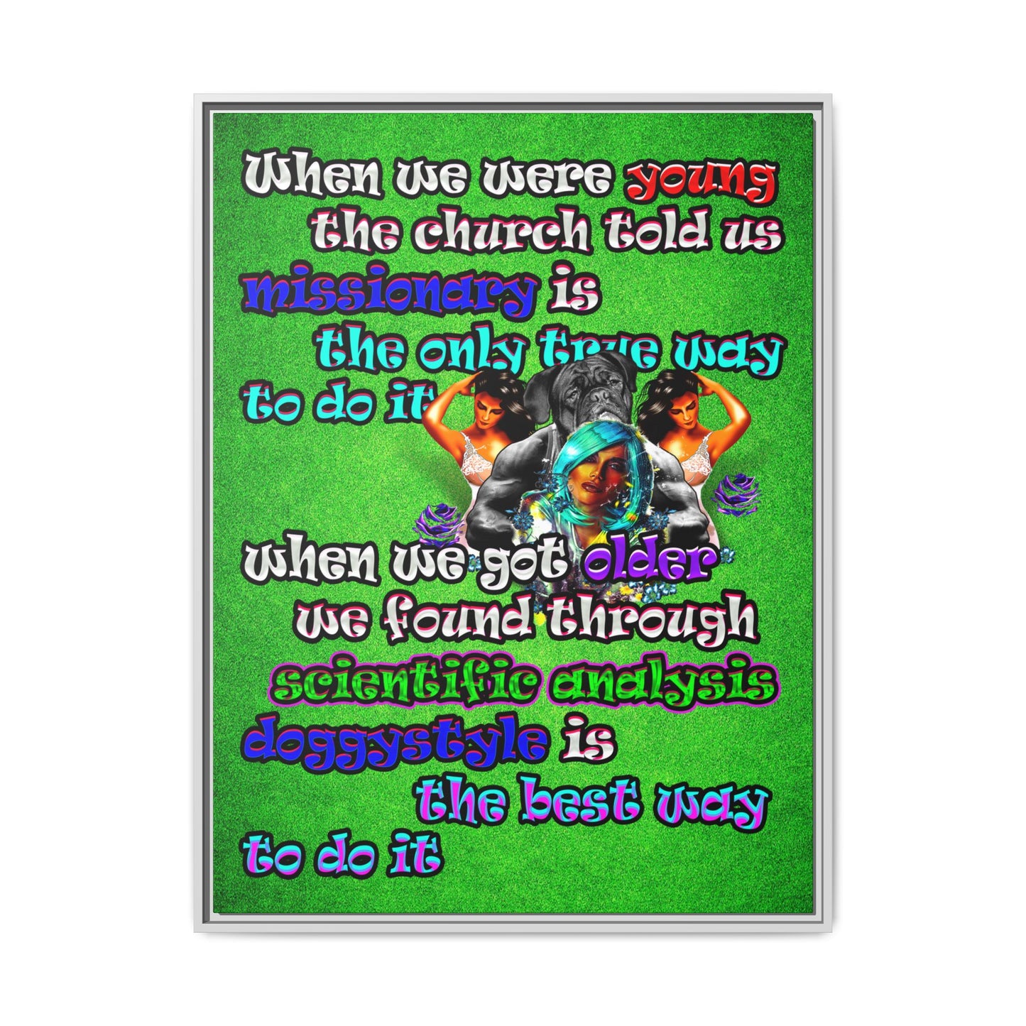 doggystyle - framed canvas art (green turf)