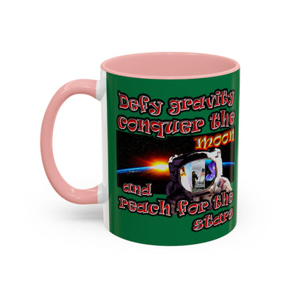 defy conquer reach - Accent Mug (dark green)