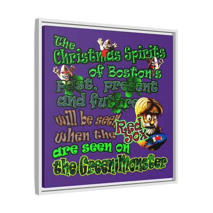 christmas spirits of boston - framed canvas art (purple)