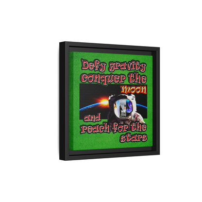 defy conquer reach - framed canvas art (green turf)