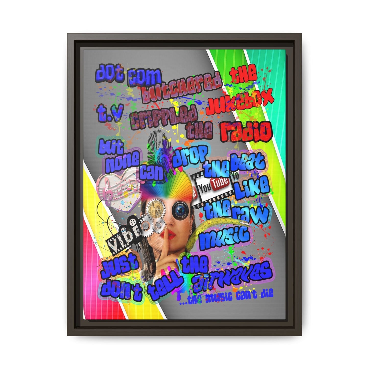 drop the beat - framed canvas art (rainbow split)