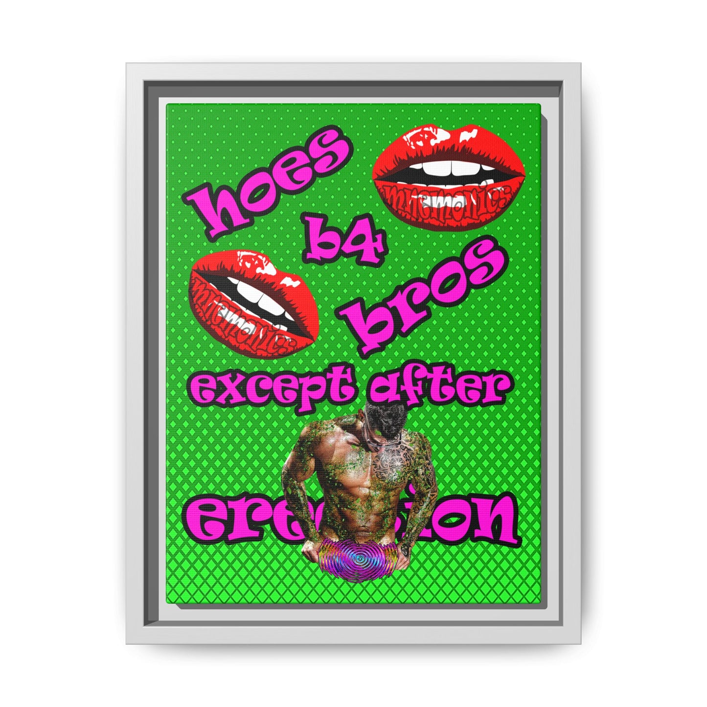 hoes b4 bros - framed canvas art (logo green)