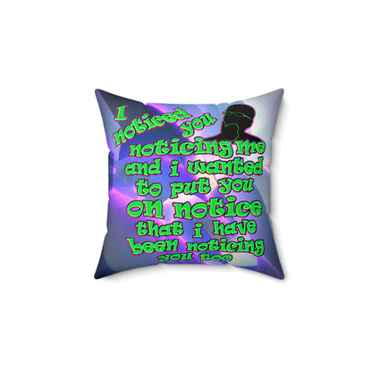 noticed you noticing - Spun Polyester Square Pillow - (grey-pink wave)