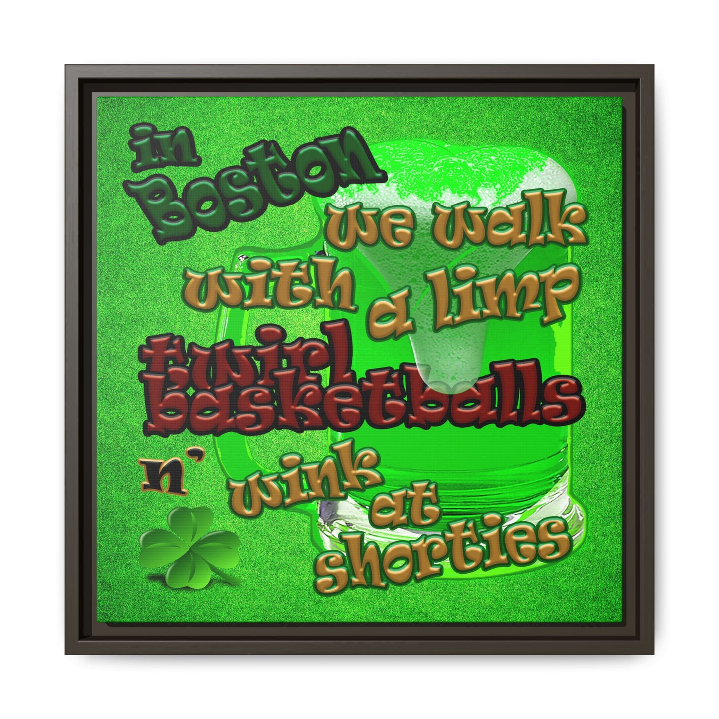 celtics logo - framed canvas art (green turf)