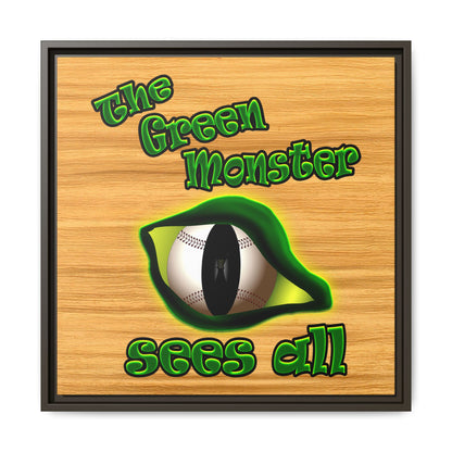 green monster - framed canvas art (butterscotch wood finish)