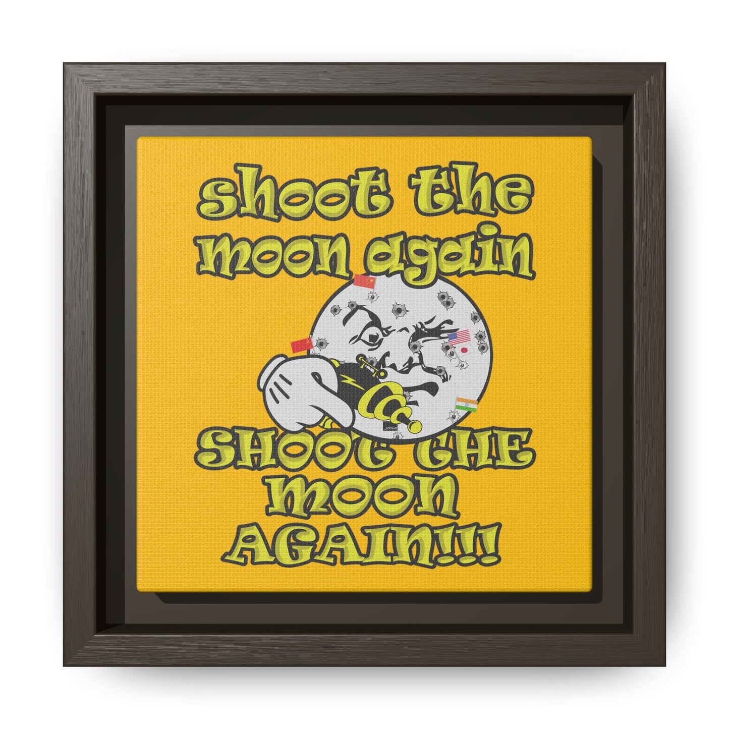shoot the moon again - framed canvas art (yellow)