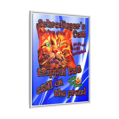 schrodinger's cat - framed canvas art (blue-white wave)