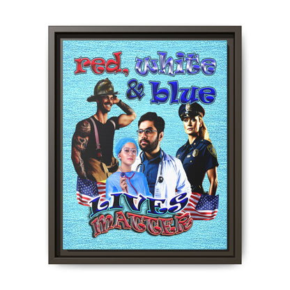 rw&b lives matter - framed canvas art (faded blue)