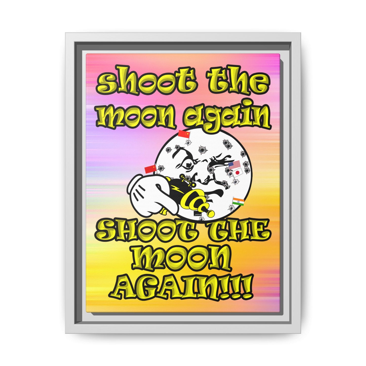shoot the moon again - framed canvas art (color blur)