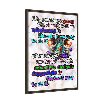 doggystyle - framed canvas art (white marble)