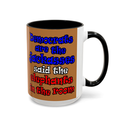 donkeys and elephants - Accent Mug (light brown)