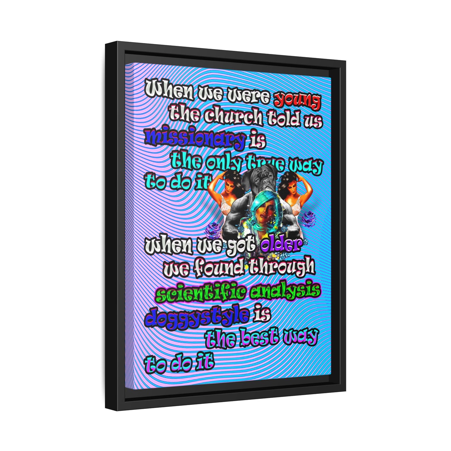 doggystyle - framed canvas art (light blue-purple wave)