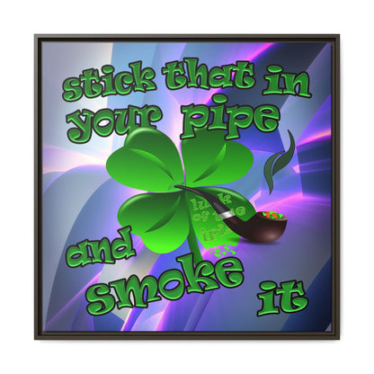stick that in your pipe and smoke it - framed canvas art (grey-pink wave)