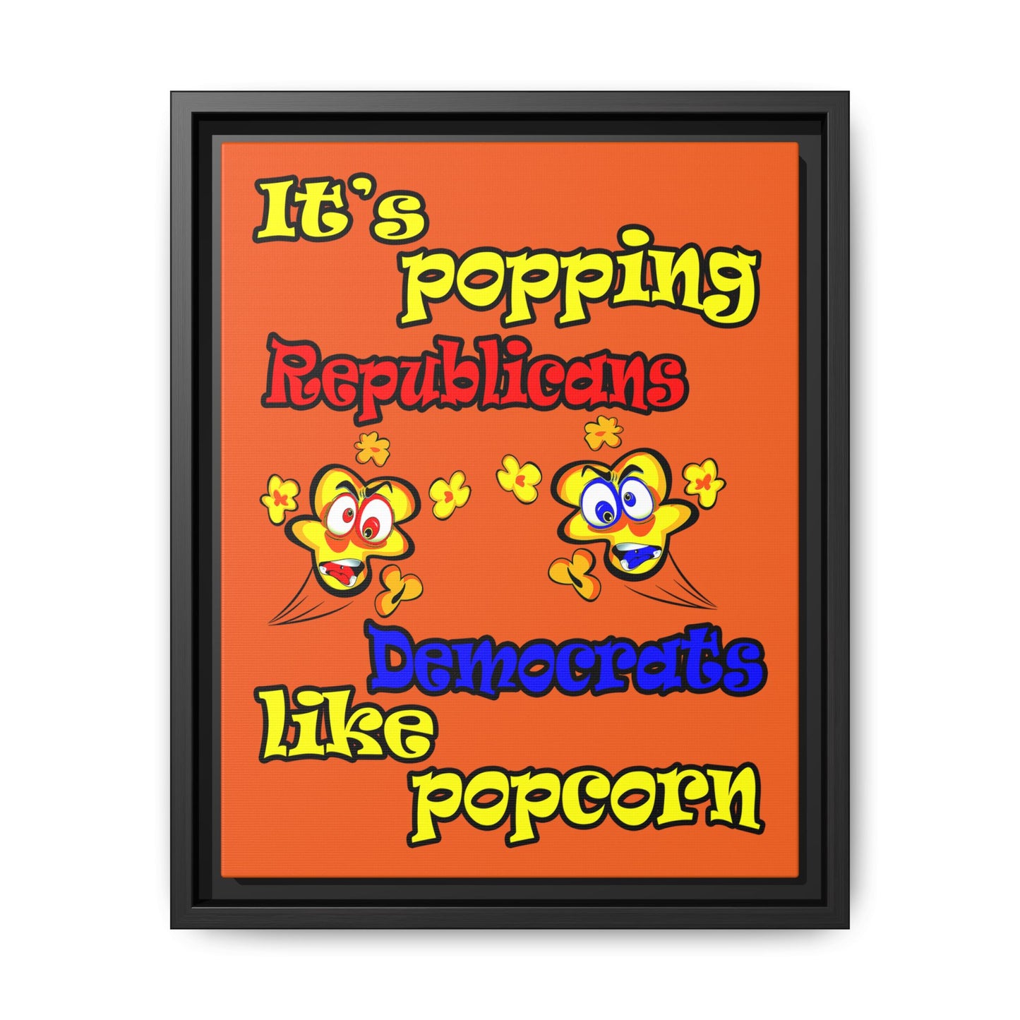 popping like popcorn - framed canvas art (orange)