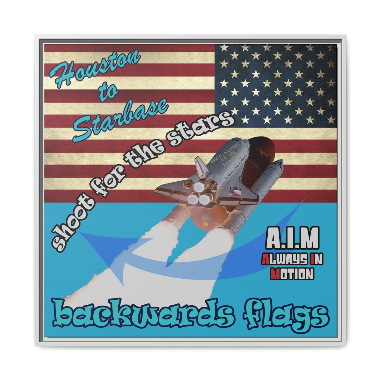 shoot for the stars - framed canvas art (turquoise)