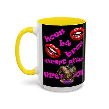 hoes b4 bros - Accent Mug (black)