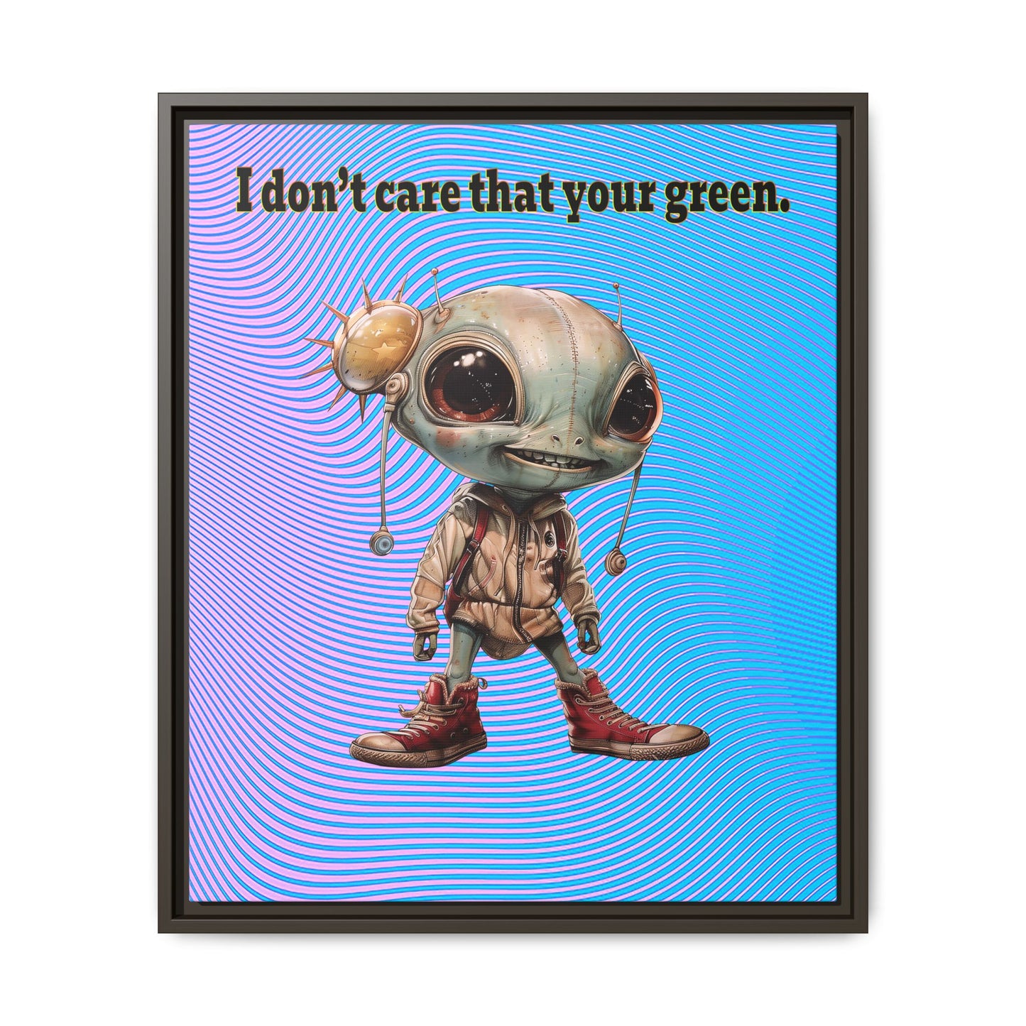 I don't care that your green - framed canvas art (light blue-purple wave)