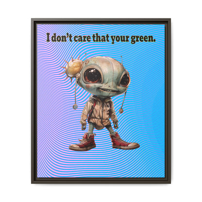 I don't care that your green - framed canvas art (light blue-purple wave)