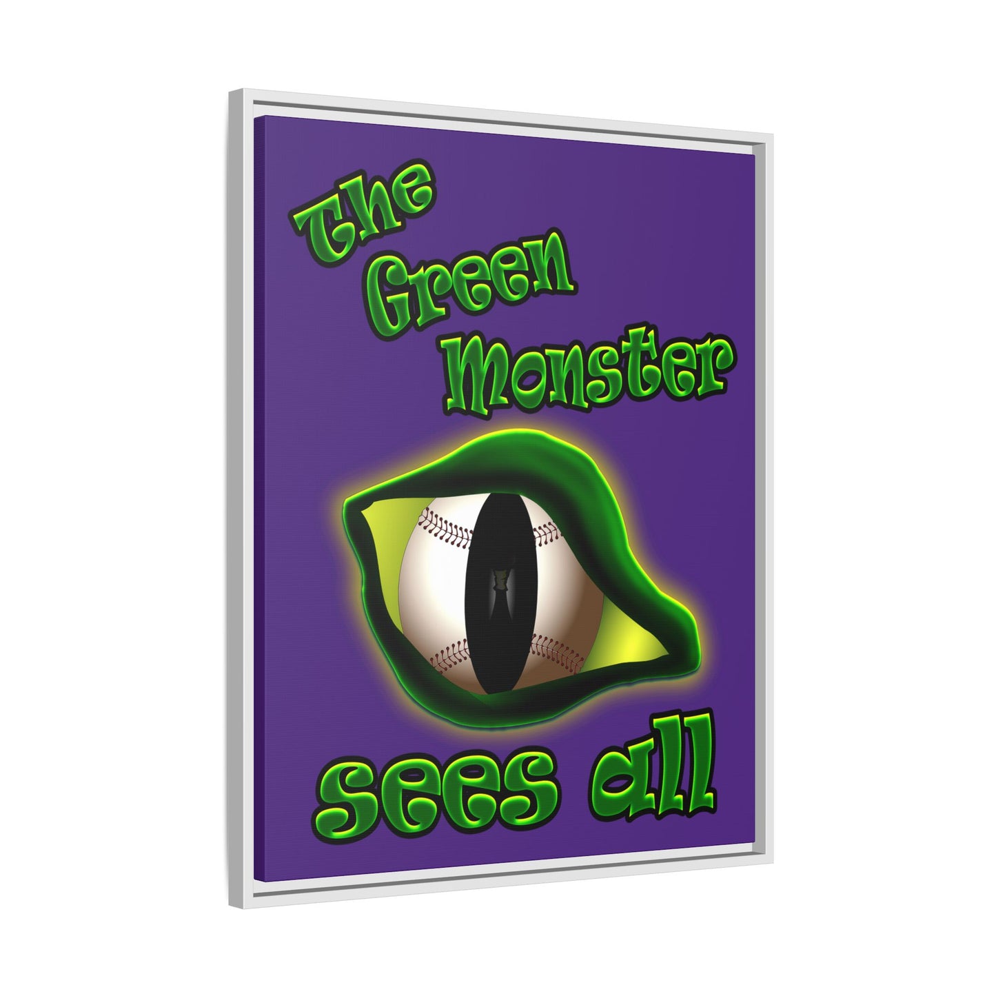green monster - framed canvas art (purple)