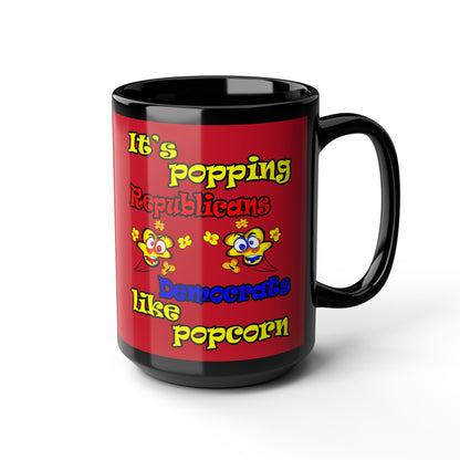 popping like popcorn - Black Mug (dark red)
